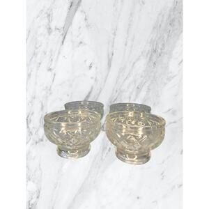 Set of 4 Owens-Illinois Footed Sherbert Bowls Waffle Vintage 1960s